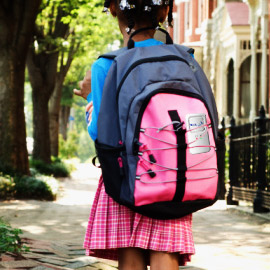 Kid wearing backpack